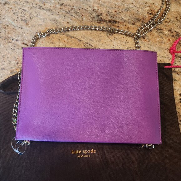 KATE SPADE Cameron Street Glitter Sima pink purple clutch handbag NEW - Picture 8 of 12